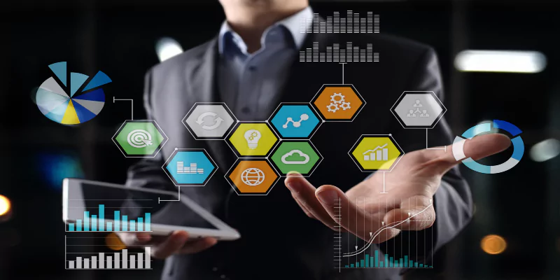 a digital world is showing in the picture